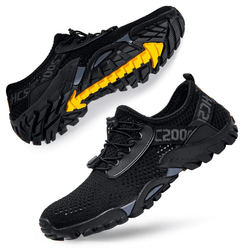 SOBASO Water Hiking Shoes Womens Mens Quick-Dry Barefoot Aqua Swim Shoes for Hiking Surf Yoga Diving All Black - Image 1